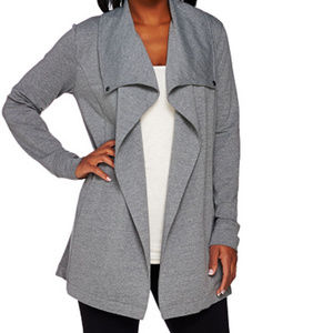 French Terry Open Front Drape Collar Knit Jacket